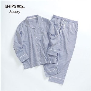 SHIPS any&cozy: オープンカラーパジャマシャツ＋パンツ　セット＜MEN>　ネイビー　M